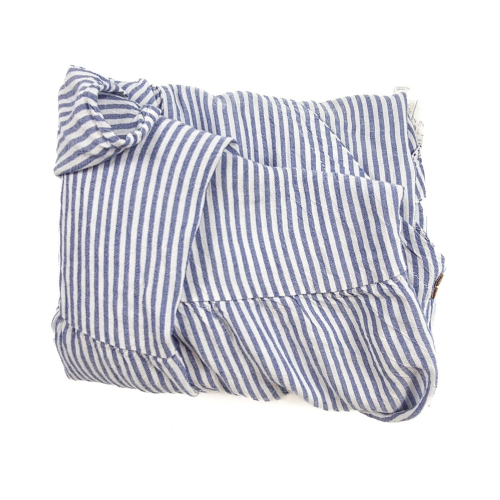 Naif Blue White Pin Striped Elastic Waist Ruffle Hem Midi Dress Women's Size M - Picture 4 of 6